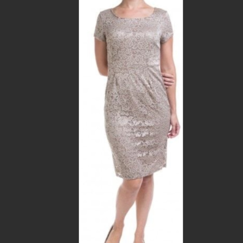 Mikarose lace taupe dress L NWT